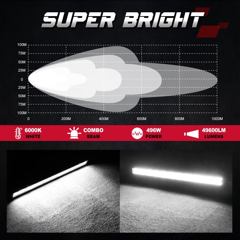 OFFROADTOWN 30inch 496W LED Light Bar Quad Row LED Driving Lights Spot Flood Combo Beam Off Road Bumper Light for Truck Pickup SUV Bronco UTV Can-Am - Image 4